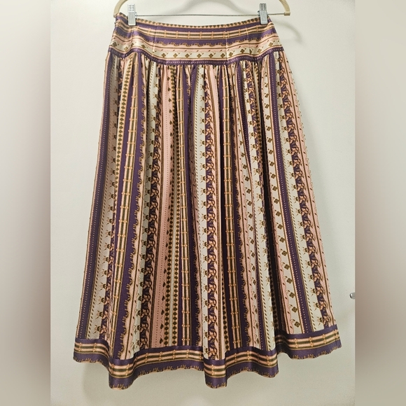 Tory Burch Midi Burnout Silk Pleated Skirt Size 6 Preppy,Office,Feminine, Floral - Picture 6 of 11